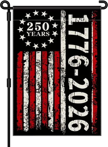 Bandera de jardín con el 250 aniversario de Estados Unidos, bandera del 250 aniversario de Estados Unidos 1776-2026, bandera patriótica