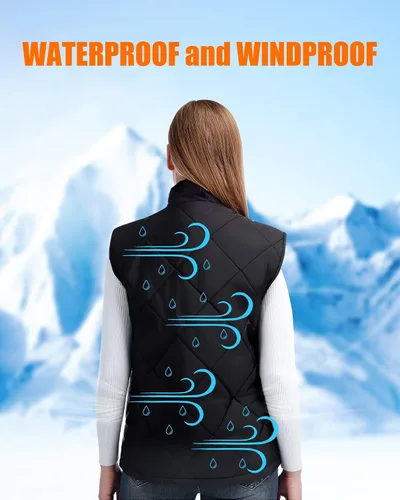 Miniatura 4 de HEATEDTEK Chaleco térmico para mujer chaleco ligero con calefacción 8 almohadillas de calefacción 3 controles de temperatura sin batería