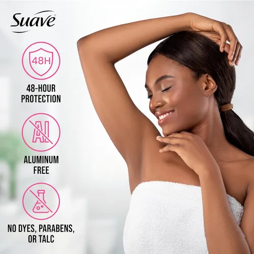 Miniatura 4 de Suave Desodorante sin aluminio para mujeres, pétalo de rosa y jazmín, protección contra olores de 48 horas, libre de talco, parabenos y colorantes