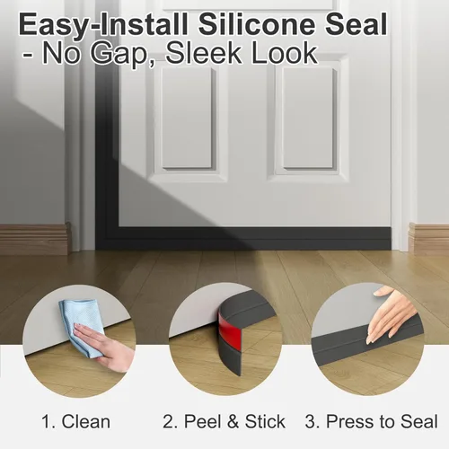 Miniatura 5 de Elvone Cinta de sellado resistente de 20 pies x 1 pulgada, tira de sellado de silicona para puerta para casa y puertas de ducha de vidrio para Negro
