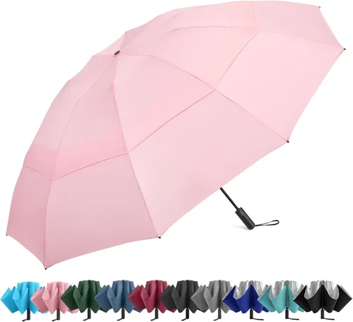 Miniatura 151 de G4Free Paraguas de golf grande de 42/46/54/62 pulgadas, paraguas compacto de viaje inverso, 10 varillas, resistente al viento para lluvia, doble