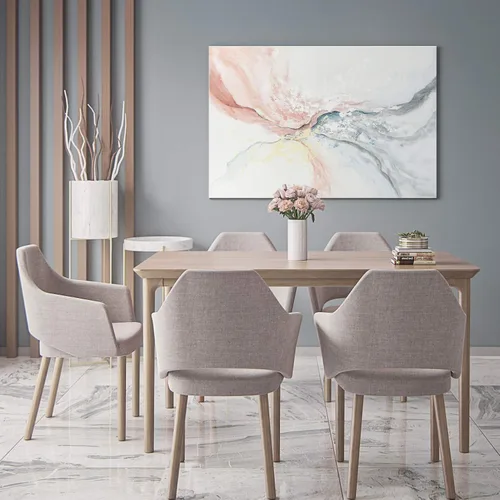 Miniatura 3 de Lienzo abstracto rosa para pared, pintura al óleo pintada a mano en rosa y gris, arte moderno con forma de flujo de agua para dormitorio, sala