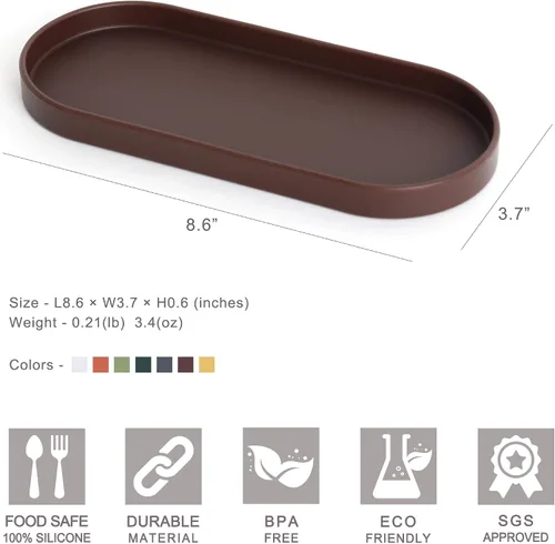 Miniatura 3 de Bandeja de silicona Lazy K - Organizador pequeño de tocador - Soporte para cucharas - Organizador multiusos moderno para fregadero de cocina, baño