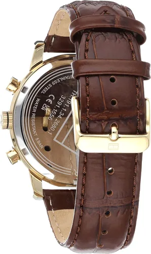 Miniatura 2 de Tommy Hilfiger Reloj dorado con malla de cuero color café para hombre 1790874