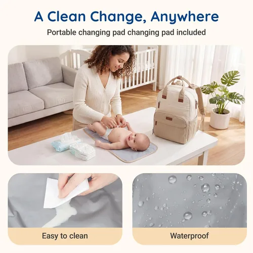 Miniatura 5 de Mommore Mochila para pañales expandible grande para bebé para 2 niños/gemelos con bolsillo húmedo y seco, mochila para pañales de viaje para mamá