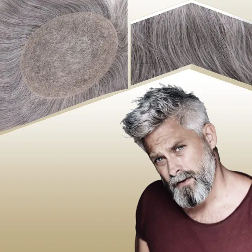 Miniatura 12 de Tupé de cabello humano europeo para hombres, suave encaje suizo completo, sistema de reemplazo de cabello, extensiones de cabello de 10 x 8 1B