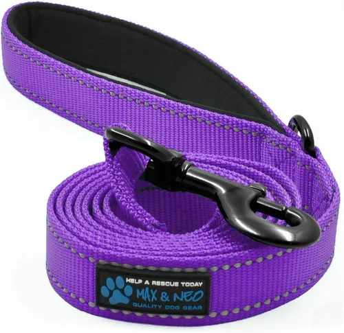 Miniatura 3 de Max and Neo Correa reflectante de nailon para perro – Donamos una a un rescate por cada una vendida (ROJO, 1.2 m)