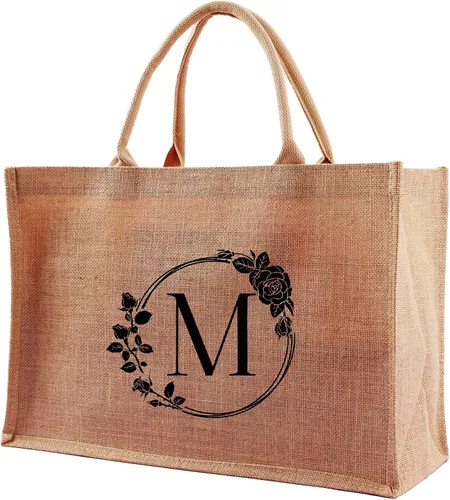Miniatura 15 de A-Z - Bolsas grandes con iniciales con monograma para mujeres, regalos de agradecimiento para profesores, madres para el día de la madre