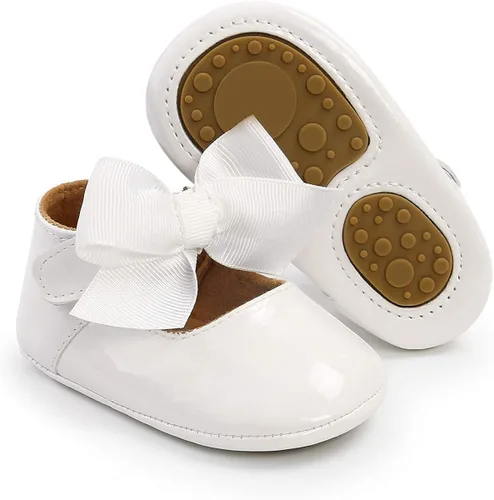 Babelvit Zapatos de vestir de princesa de alta calidad con lazo Mary Jane, zapatos de vestir de princesa con suela de goma, piel sintética,