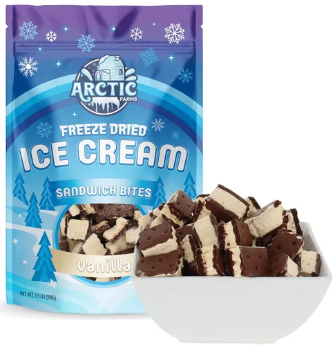 Miniatura 12 de Arctic Farms Bocaditos de sándwich de helado liofilizado en bolsas y en caja, no se derrite (napolitano, 3.5 onzas)