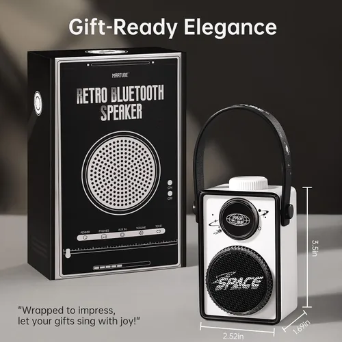 Miniatura 6 de Altavoz Bluetooth portátil retro Sonido HD Tiempo de reproducción de 9 horas Lindo altavoz para escritorio en casa, dormitorio, oficina, al