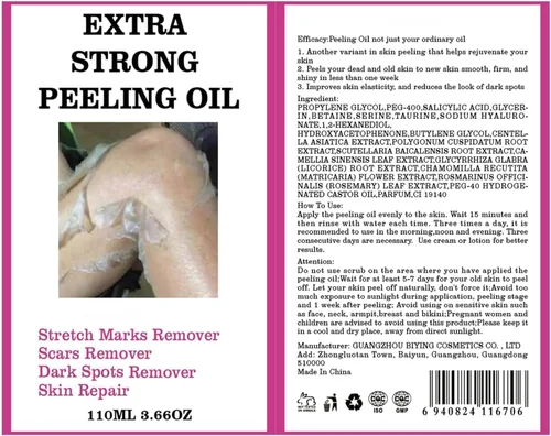 Miniatura 9 de Aceite de pelado amarillo, aceite de pelado fuerte para piel oscura, extra fuerte, solución exfoliante para el cuerpo, todo tipo de piel, removedor