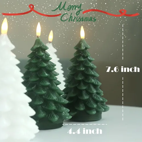 Miniatura 6 de LUSHARBOR Velas sin llama con temporizador remoto, paquete de 2 velas LED que funcionan con pilas, velas LED de cera real, decoración de Navidad