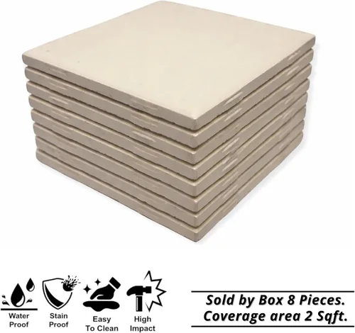 Miniatura 2 de Tenedos Azulejo de pared de cerámica brillante de 6 x 6 para baño y cocina, fácil de limpiar, duradero, diseño cuadrado clásico, caja de 8 piezas