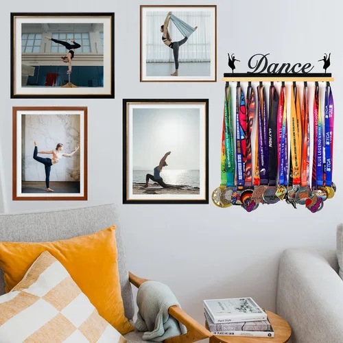 Miniatura 7 de Goutoports Soporte para medallas de danza, exhibición de medallas de baile y gimnasia, para competición atlética, montaje en pared, más de 60