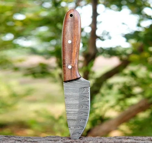 Miniatura 2 de Cuchillo de caza, hoja fija con vaina, desolladora táctica, supervivencia, hecho a mano, cuchillo de campamento de Damasco, cuchillo de espiga
