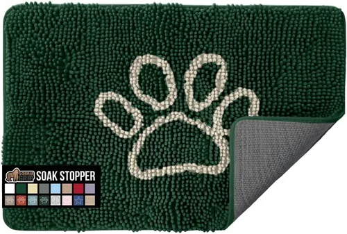 Miniatura 11 de GORILLA GRIP SOAKSTOPPER - Tapete para puerta de perro, 30 x 20 pulgadas, lavable a máquina, absorbente, captura la humedad, barro, suciedad, Negro