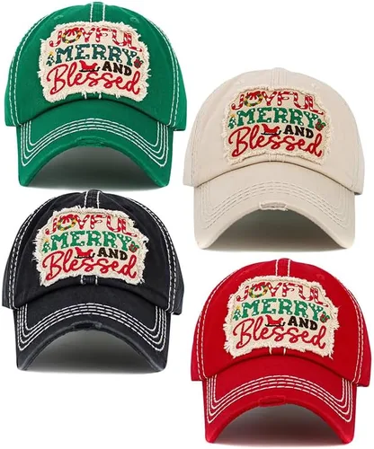 Miniatura 3 de ScarvesMe Gorra de béisbol con puntada desgastada para mujer, diseño vintage de Oh Deer Christmas