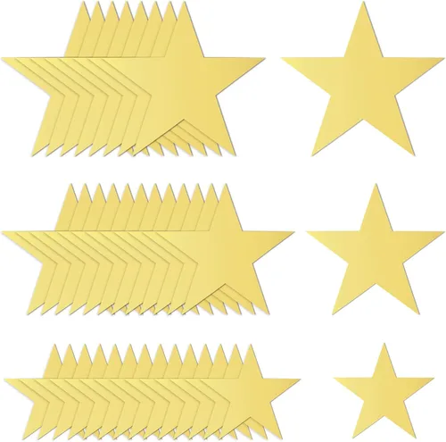 120 recortes dorados con purpurina de cinco estrellas, recortes de estrellas de papel para tablón de anuncios, estrellas, aula, pared, fiesta,