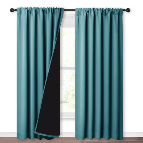 Miniatura 103 de NICETOWN Cortinas blancas 100% opacas, 2 capas gruesas completamente opacas con bolsillo para barra, cortinas aislantes térmicas para Blanco puro