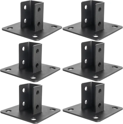 Miniatura 8 de Base de poste de 4 piezas, 4 agujeros de montaje cuadrado para canal de puntal único de 1-5/8 pulgadas, base de poste de valla con recubrimiento