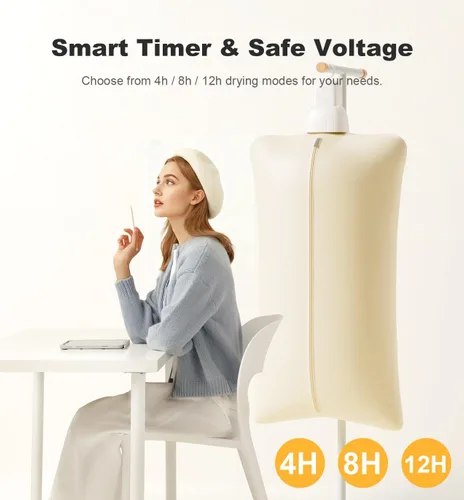 Miniatura 6 de Secadora de ropa portátil Sothing, secadora de ropa para viajes, mini secadora silenciosa de 48dB para ropa con 3 configuraciones de temporizador