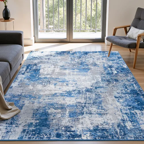 Miniatura 70 de Rugflix Alfombras de área de 8 x 10 pies para sala de estar, alfombra grande lavable, resistente a las manchas, pelo bajo, alfombra oscura moderna