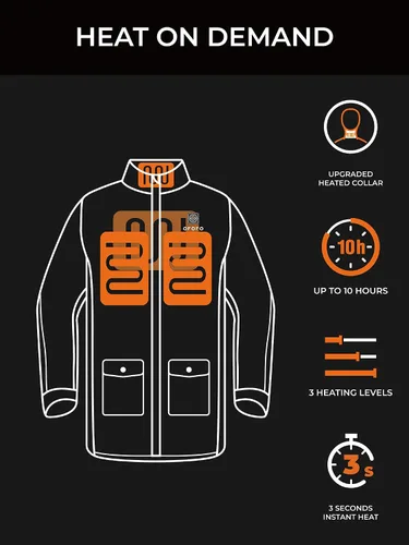 Miniatura 4 de ORORO Parka térmica para mujer con aislamiento Thermolite y capucha desmontable, chaqueta larga con calefacción para mujer