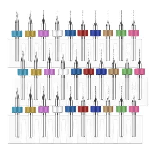Miniatura 7 de Juego de 50 brocas micro para Dremel, brocas de carburo de tungsteno de acero de 0.3mm-1.2mm con flauta en espiral para PCB de circuito impreso