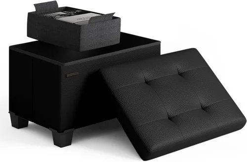 Miniatura 87 de Cubo otomano de almacenamiento con cubo pequeño, otomana cuadrada de 15 pulgadas con almacenamiento para sala de estar y dormitorio, reposapiés