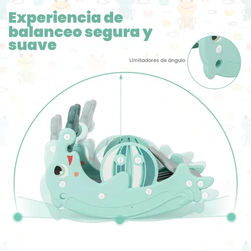 Miniatura 6 de Costzon - Juego de tobogán para niños pequeños de 5 en 1, juguete con columpio, tobogán para niños con taburete desmontable, aro de baloncesto