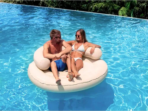 Miniatura 2 de SWIMLINE Original Cloud Chaise 360 - Tumbona flotante para piscina y lago, balsa circular para adultos y niños, respaldo W Cómoda textura