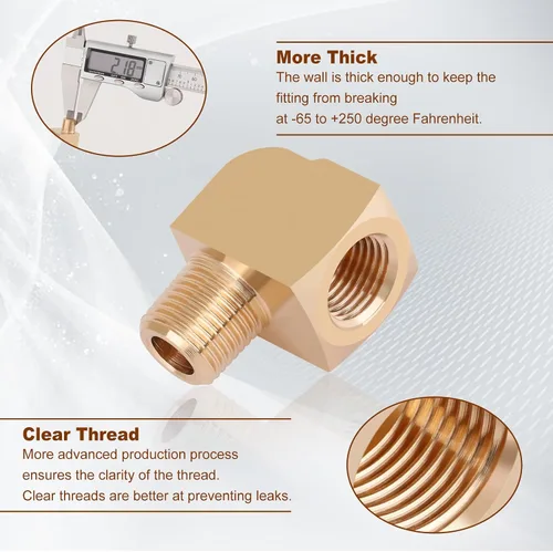 Miniatura 4 de 2 unids 1/8 "accesorios de latón de 90 grados Barstock Street Elbow 1/8 "NPT macho tubo a 1/8 "NPT hembra codo de tubo forjado accesorios de tubería