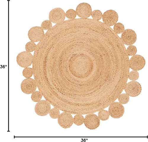 Miniatura 2 de SAFAVIEH Natural Fiber Collection - Alfombra redonda de 3 pies, natural, hecha a mano, estilo bohemio, con encanto de campo, ideal para zonas