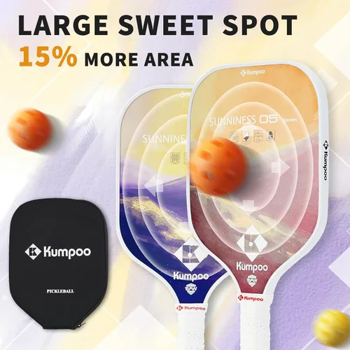 Miniatura 2 de Pickleball Paddle, Fiberglass Pickleball Paddle Set with Cover, Large Sweet Spot Pickle Ball Racket with PP Honeycomb Core for Women, Men