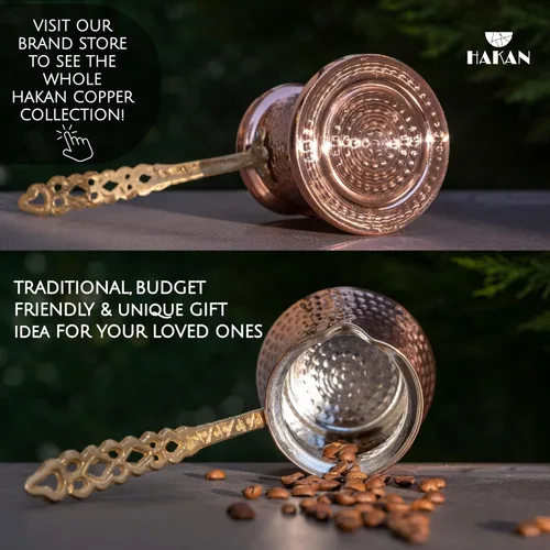 Miniatura 6 de Cafetera turca Hakan Hervidor de agua para estufa, cafetera, calentador de mantequilla, chocolate y leche Calentamiento uniforme y rápido