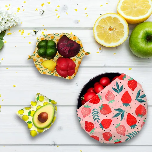 Miniatura 7 de Envoltura de cera de abeja reutilizable, paquete de 9 envolturas ecológicas de cera de abeja para alimentos, orgánica, sostenible, biodegradable