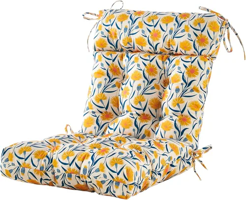 Miniatura 13 de ARTPLAN Cojín para silla de exteriores, cojín de respaldo alto para patio con lazo para silla mecedora Adirondack, 44 x 21 x 4 pulgadas, 1 unidad