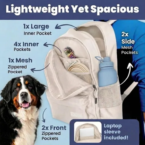 Miniatura 5 de Bolsa de viaje para perros – Mochila completa para pañales para perros con 2 cuencos de viaje sin BPA, bolsa de golosinas, contenedor de alimentos