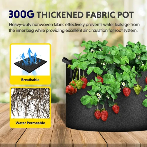 Miniatura 4 de iPower Paquete de 24 bolsas de cultivo de aireación gruesa de 7 galones, macetas de tela no tejida con asas de correa, contenedor para jardinería