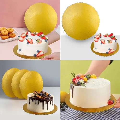 Miniatura 3 de 25 tableros dorados redondos de 8 pulgadas, pequeñas bases desechables para pasteles de 6 pulgadas