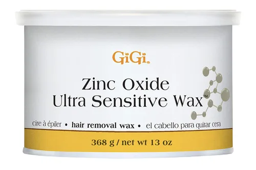 GiGi Cera depilatoria de óxido de zinc para piel ultra sensible, fórmula suave para rostro y cuerpo, cera suave para pieles delicadas, 13 onzas, 1