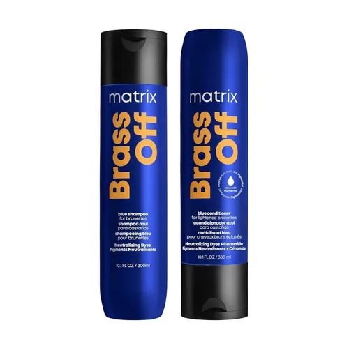 Matrix Juego de champú y acondicionador pigmentado de latón azul apagado | Elimina matices de naranja cobrizo | Acondicionador tonificante para