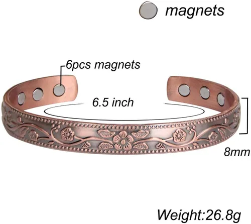 Miniatura 2 de Pulsera magnética de cobre para mujer de 68 pulgadas ajustable para adaptarse a la mayoría de muñecas con bonita caja Coppet