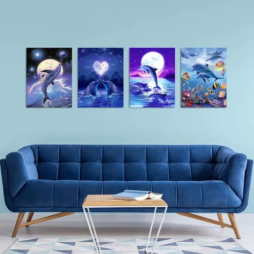 Miniatura 3 de Muzagroo Art Paquete de 4 Kits de Pinturas de Diamantes para Adultos Arte de Diamantes 5D DIY con Diamantes Redondos de Perforación Completa