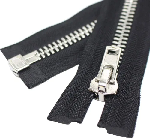 YaHoGa #10 - Chaqueta separadora plateada de 22 pulgadas, cremallera de metal, cremalleras de metal resistentes para chaquetas, abrigos de costura,