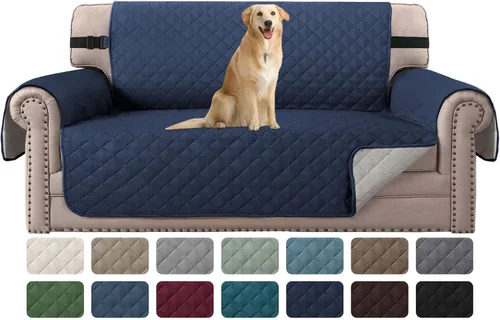 Miniatura 76 de H.VERSAILTEX Funda de sofá resistente al agua para sofá de 3 cojines, reversible, protector de muebles acolchado con correa elástica, funda de sofá