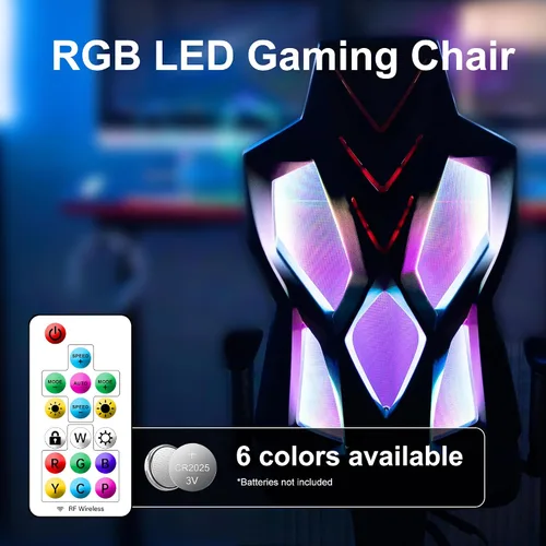 Miniatura 3 de Frassie Silla de juegos con luces LED RGB, silla de videojuegos ergonómica para computadora con soporte lumbar de masaje (rojo)