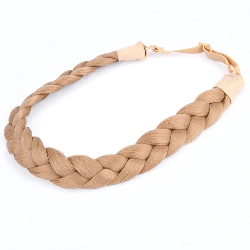 Miniatura 16 de Diadema clásica de cabello sintético trenzado, trenzas gruesas y anchas, extensión de cabello con elástico para mujeres y niñas, accesorio
