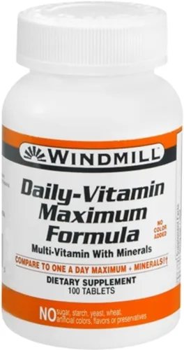Windmill Health Products - Fórmula diaria de vitamina máxima, apoyo nutricional, multivitaminas y minerales, 100 porciones, 100 unidades